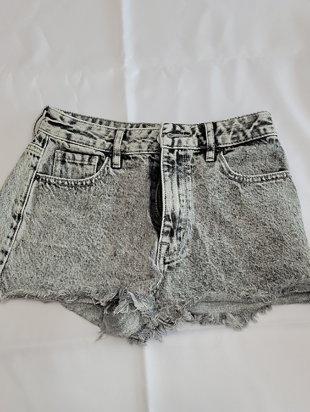 PacSun Black & White Acid-Wash Denim Cutoff Shorts